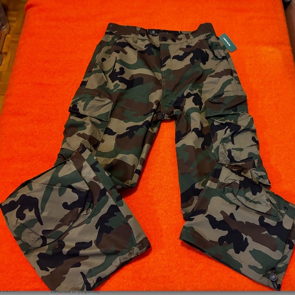 Flare Wide Leg Camouflage Jeans in Green and Brown - Picture 3 of 14